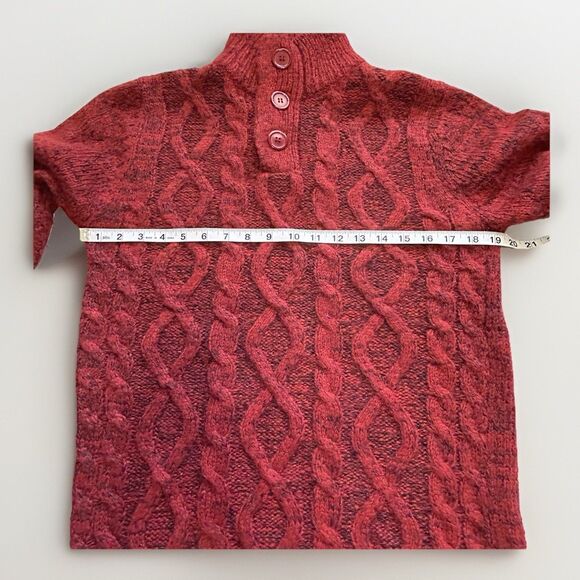 Fisherman Cable Knit Sweater Mens L Chunky 1/4 Button Mock Neck - Picture 6 of 9